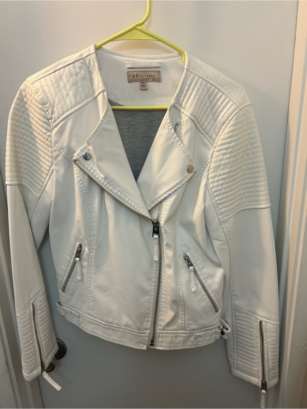 Philosophy - White Quilted Moto Jacket